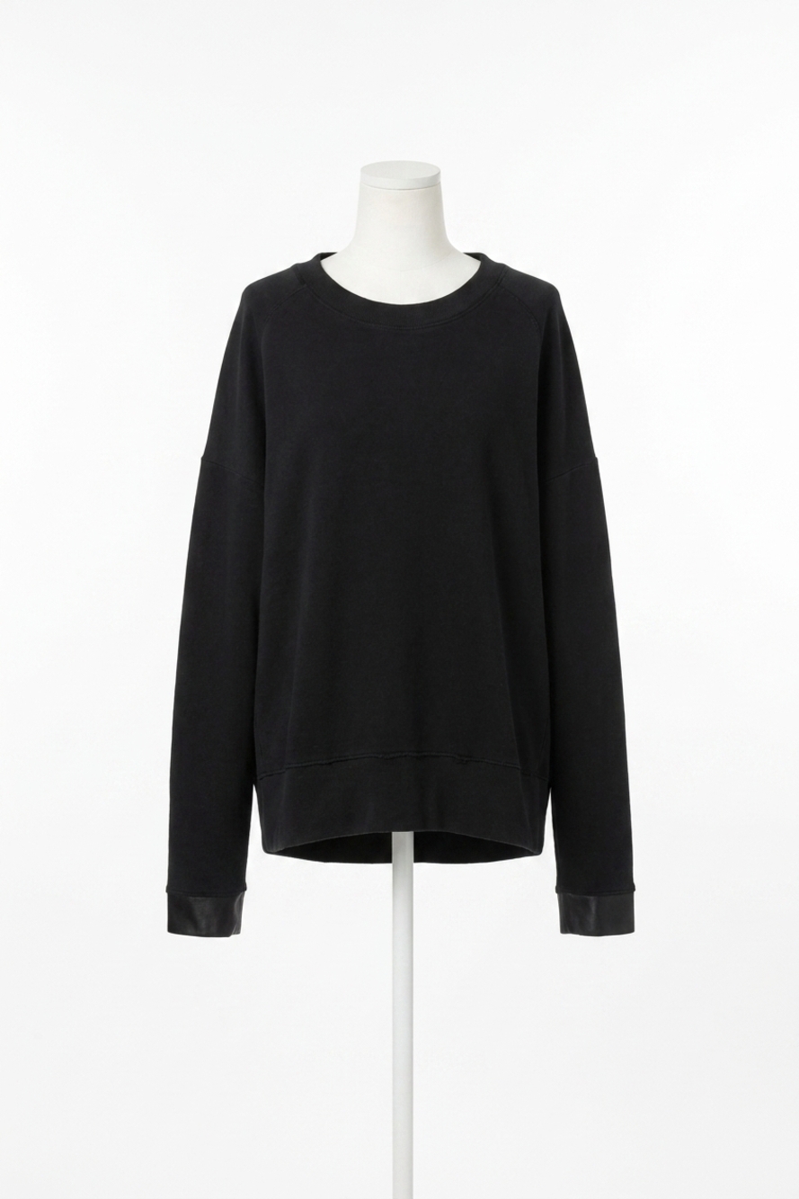 NEW PJ HARLOW izzy french terry sweatshirt with satin cuffs in black